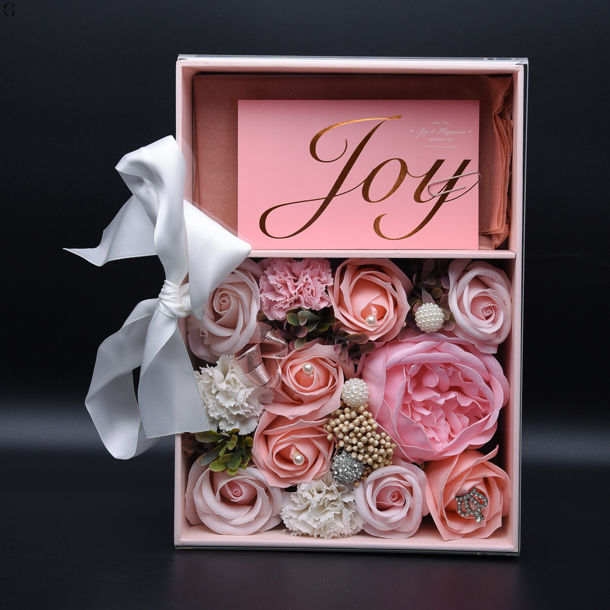 Подарункова композиція з мильних троянд “Tender Pink Rose Box”